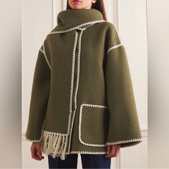 Toteme Scarf Jacket Green Wool Blend - Picture 3 of 6